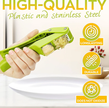 2 in 1 Garlic Press Stainless Steel Garlic Mincer Chopper