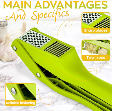 2 in 1 Garlic Press Stainless Steel Garlic Mincer Chopper