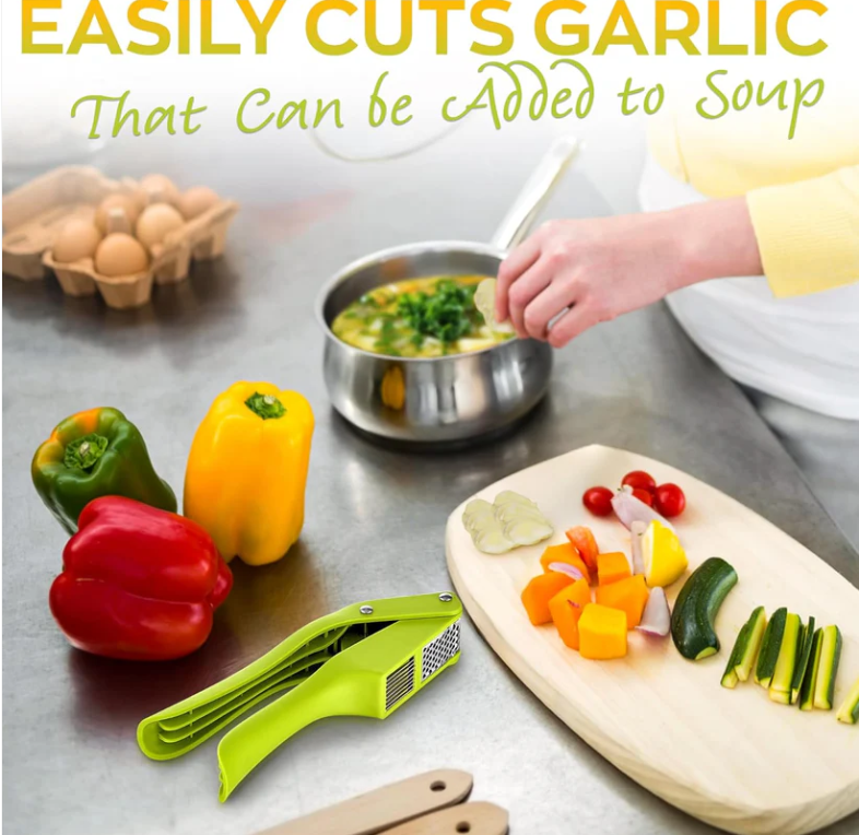 2 in 1 Garlic Press Stainless Steel Garlic Mincer Chopper